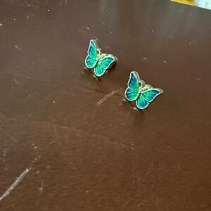 Green Butterfly Earrings